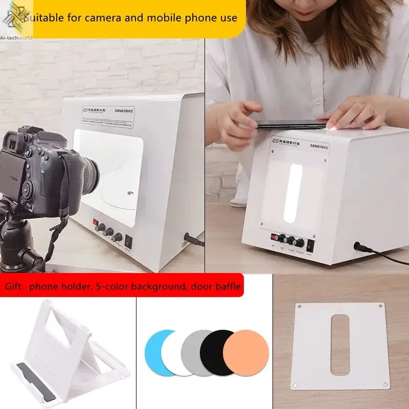 SANOTO Mini Photo Studio Photography Light Box Softbox Built-in Rotating Turntable For Jewelry Photography Video 3D Scanning Ai-TechWorld 