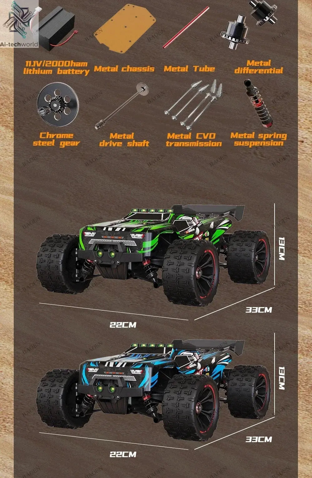 SCY9522PRO 85KM/H High Speed RC Car Brushless 4WD Off-Road Drift Remote Control Car 1:16 Professional Racing Cars SCY9522 50KM/H Ai-TechWorld 