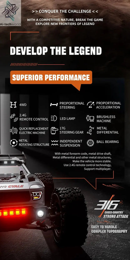 SG116 MAX 1:16 High Speed Drift Racing Car 80KM/H Brushless Motor 4WD SG316 MAX RC Off Road Car Monster Trucks Toy For Kids Gift Ai-TechWorld 