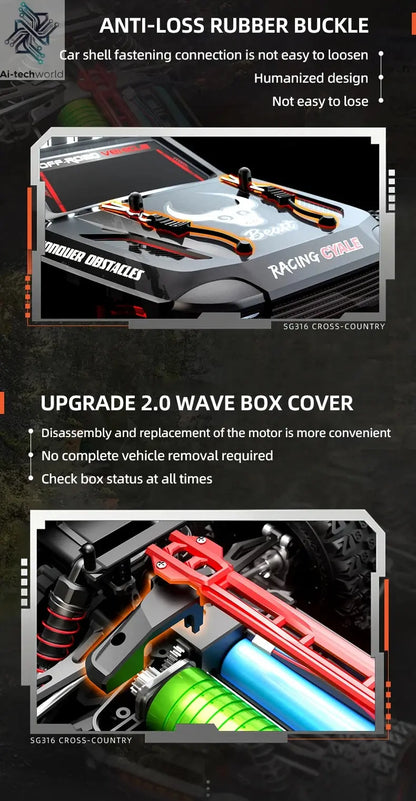 SG116 MAX 1:16 High Speed Drift Racing Car 80KM/H Brushless Motor 4WD SG316 MAX RC Off Road Car Monster Trucks Toy For Kids Gift Ai-TechWorld 