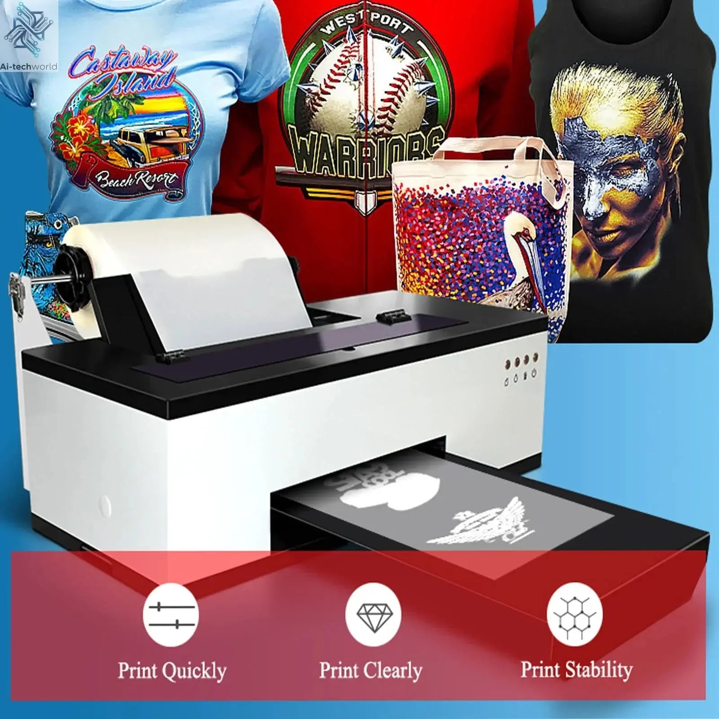 SIHAO R1390/L1800 A3 DTF Printer Oven All-in-One for T-Shirt Fabric Textile Clothing Printing DTF Transfer Film Printer Machine Ai-TechWorld 