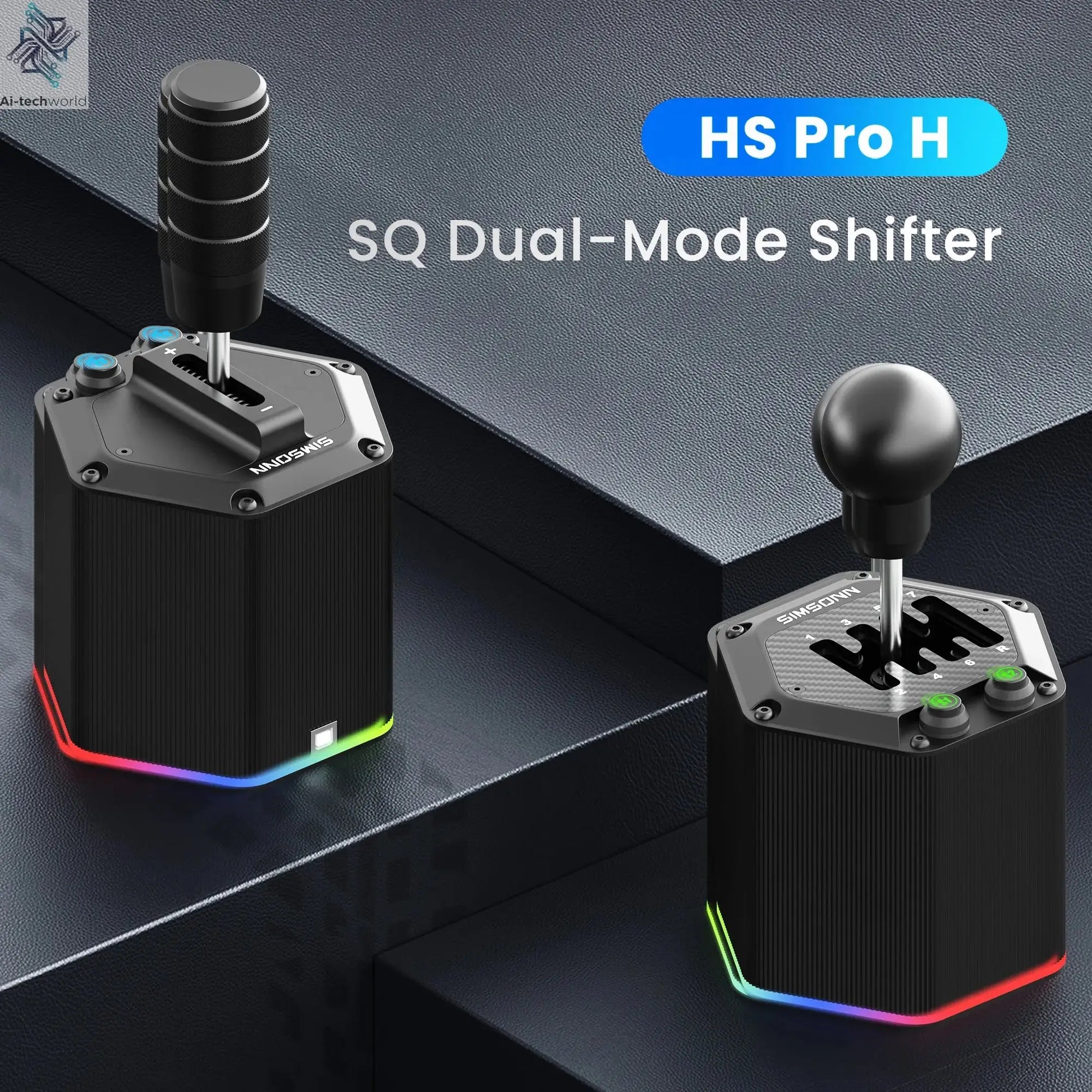 SIMSONN HS Pro Shifter Dual Mode Hybrid H-Pattern/Sequential Shifter with 6+R and 7+R Gears Ai-TechWorld 
