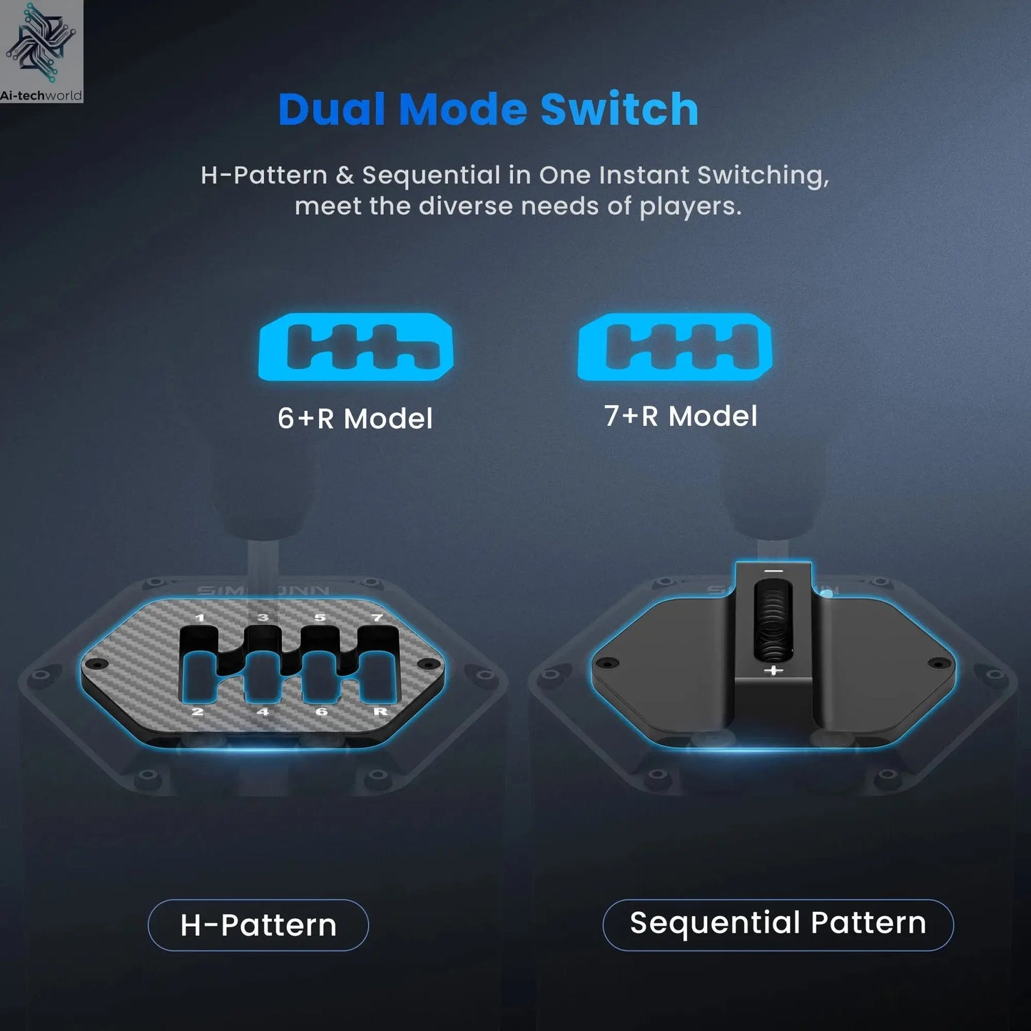SIMSONN HS Pro Shifter Dual Mode Hybrid H-Pattern/Sequential Shifter with 6+R and 7+R Gears Ai-TechWorld 