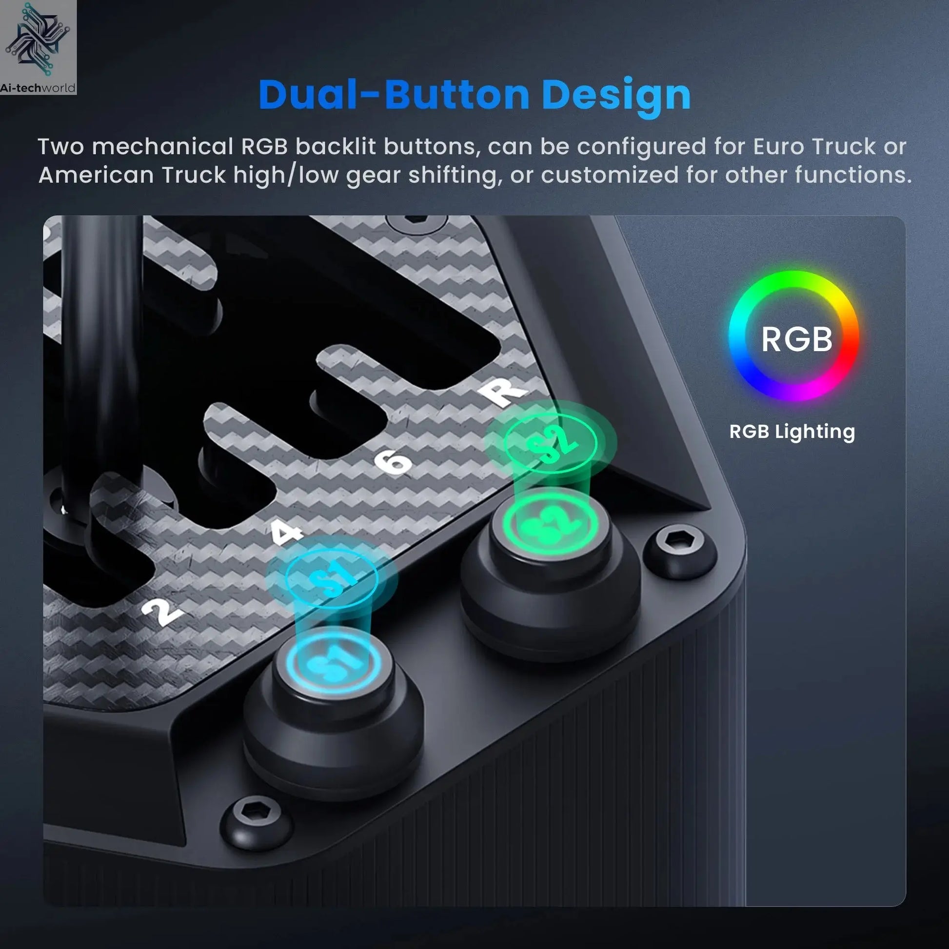 SIMSONN HS Pro Shifter Dual Mode Hybrid H-Pattern/Sequential Shifter with 6+R and 7+R Gears Ai-TechWorld 