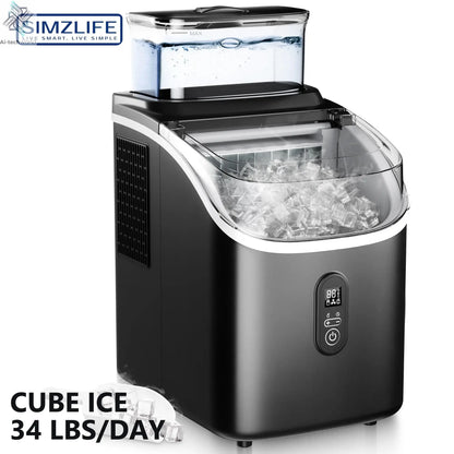 SIMZLIFE Ice Cube Maker Machine with External Water Tank 34Lbs, 16Pcs Ready in 13 Mins Auto-Cleaning for Home Kitchen Office Bar - Ai-TechWorld