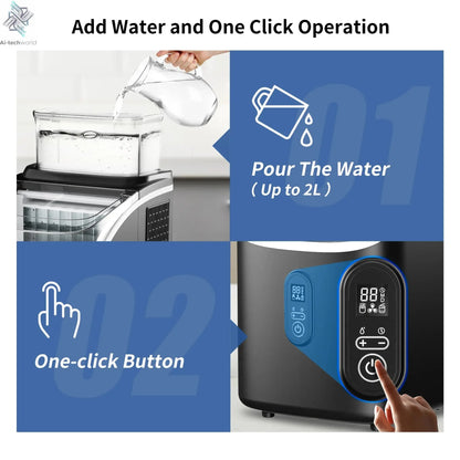 SIMZLIFE Ice Cube Maker Machine with External Water Tank 34Lbs, 16Pcs Ready in 13 Mins Auto-Cleaning for Home Kitchen Office Bar - Ai-TechWorld
