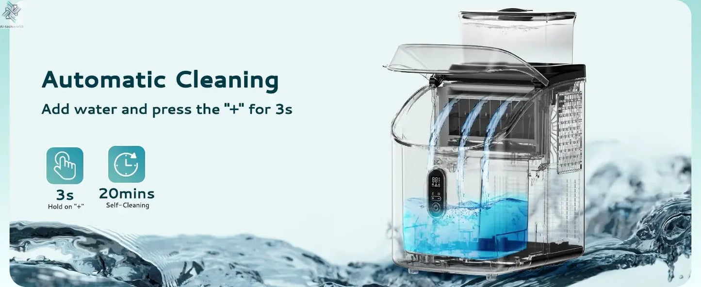 SIMZLIFE Ice Cube Maker Machine with External Water Tank 34Lbs, 16Pcs Ready in 13 Mins Auto-Cleaning for Home Kitchen Office Bar - Ai-TechWorld