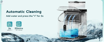 SIMZLIFE Ice Cube Maker Machine with External Water Tank 34Lbs, 16Pcs Ready in 13 Mins Auto-Cleaning for Home Kitchen Office Bar - Ai-TechWorld