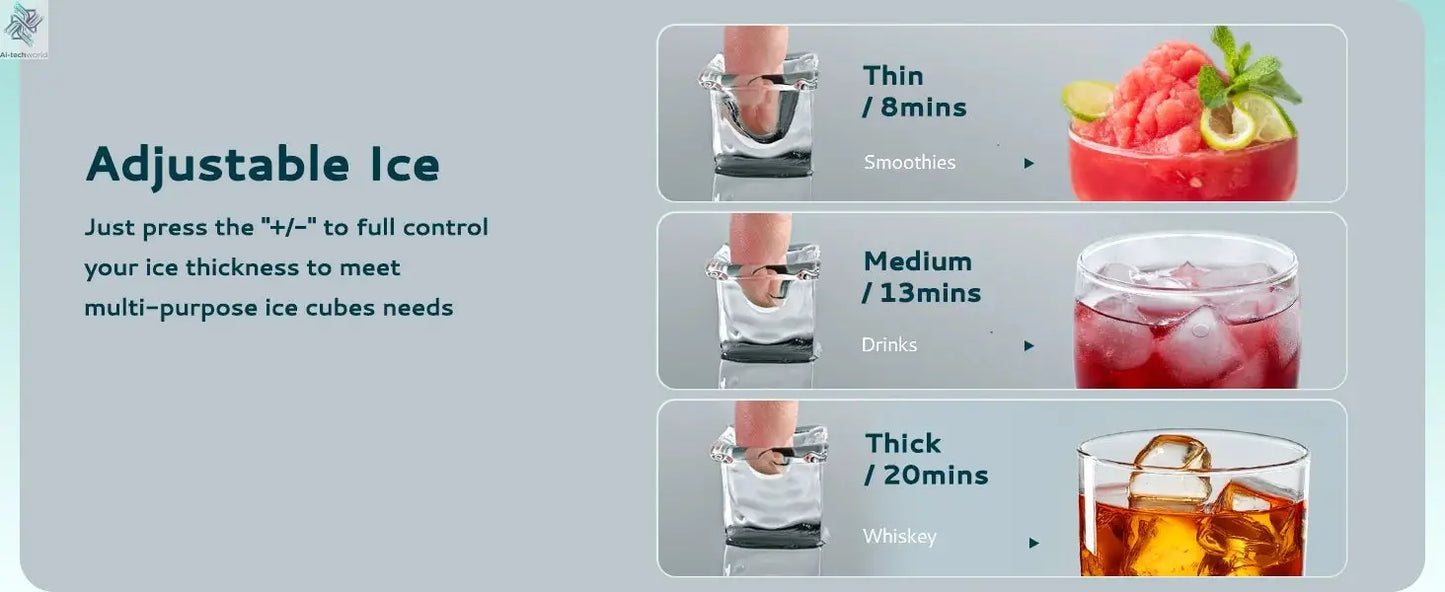 SIMZLIFE Ice Cube Maker Machine with External Water Tank 34Lbs, 16Pcs Ready in 13 Mins Auto-Cleaning for Home Kitchen Office Bar - Ai-TechWorld