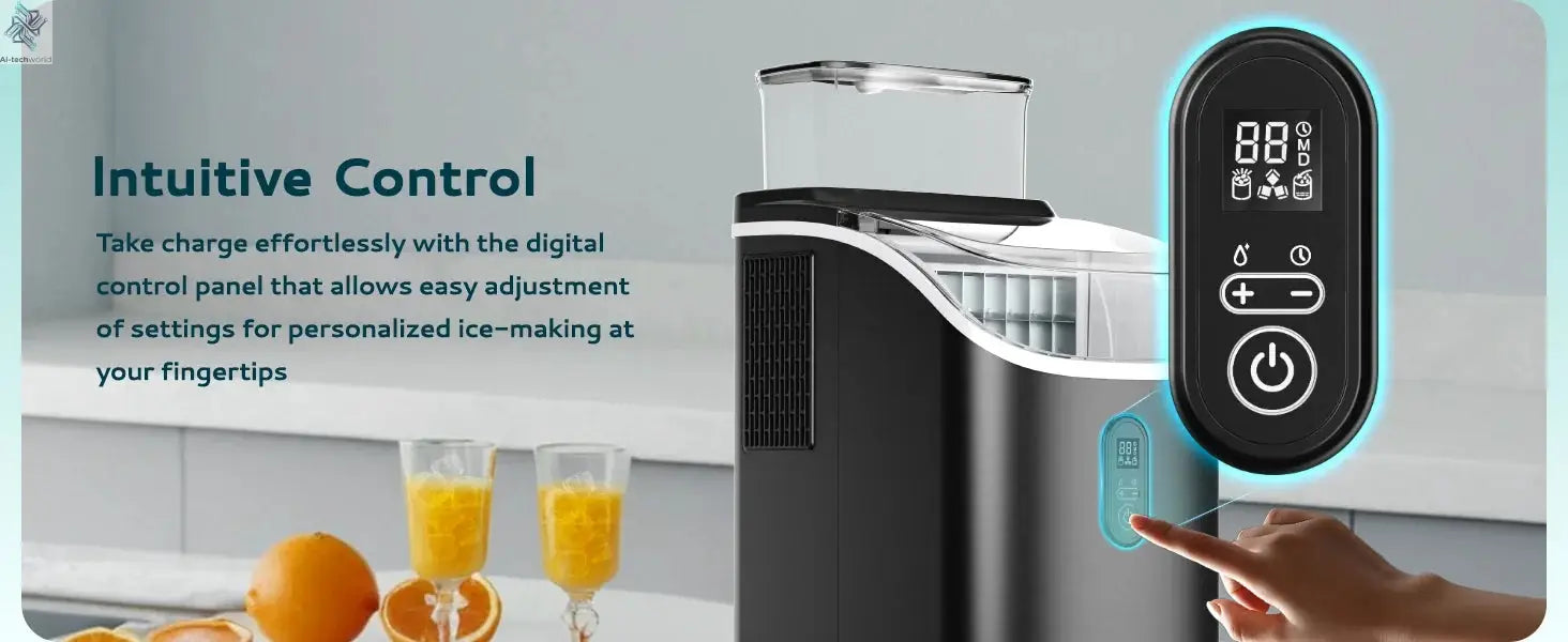 SIMZLIFE Ice Cube Maker Machine with External Water Tank 34Lbs, 16Pcs Ready in 13 Mins Auto-Cleaning for Home Kitchen Office Bar - Ai-TechWorld