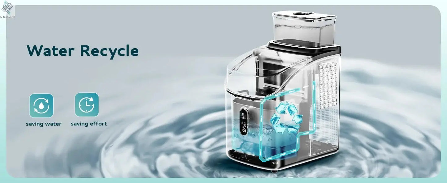 SIMZLIFE Ice Cube Maker Machine with External Water Tank 34Lbs, 16Pcs Ready in 13 Mins Auto-Cleaning for Home Kitchen Office Bar - Ai-TechWorld