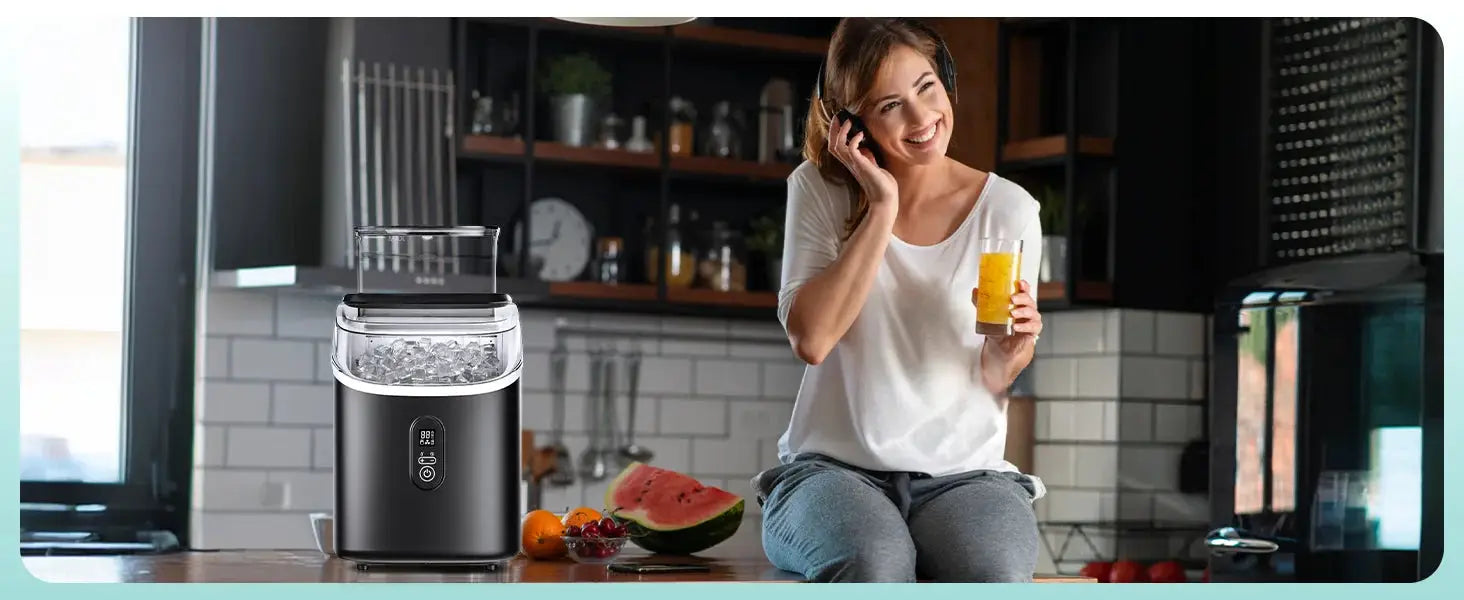 SIMZLIFE Ice Cube Maker Machine with External Water Tank 34Lbs, 16Pcs Ready in 13 Mins Auto-Cleaning for Home Kitchen Office Bar - Ai-TechWorld