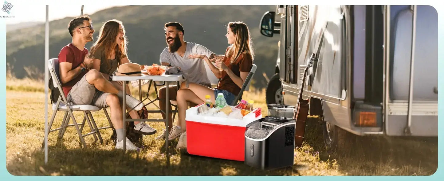 SIMZLIFE Ice Cube Maker Machine with External Water Tank 34Lbs, 16Pcs Ready in 13 Mins Auto-Cleaning for Home Kitchen Office Bar - Ai-TechWorld