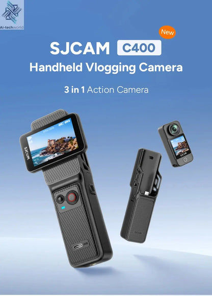SJCAM C400 Action Camera Handheld Stabilized Night Vision Camera Vlog Outdoor Live Streaming Bike Mount Dashcam Sjcam Camera Ai-TechWorld 