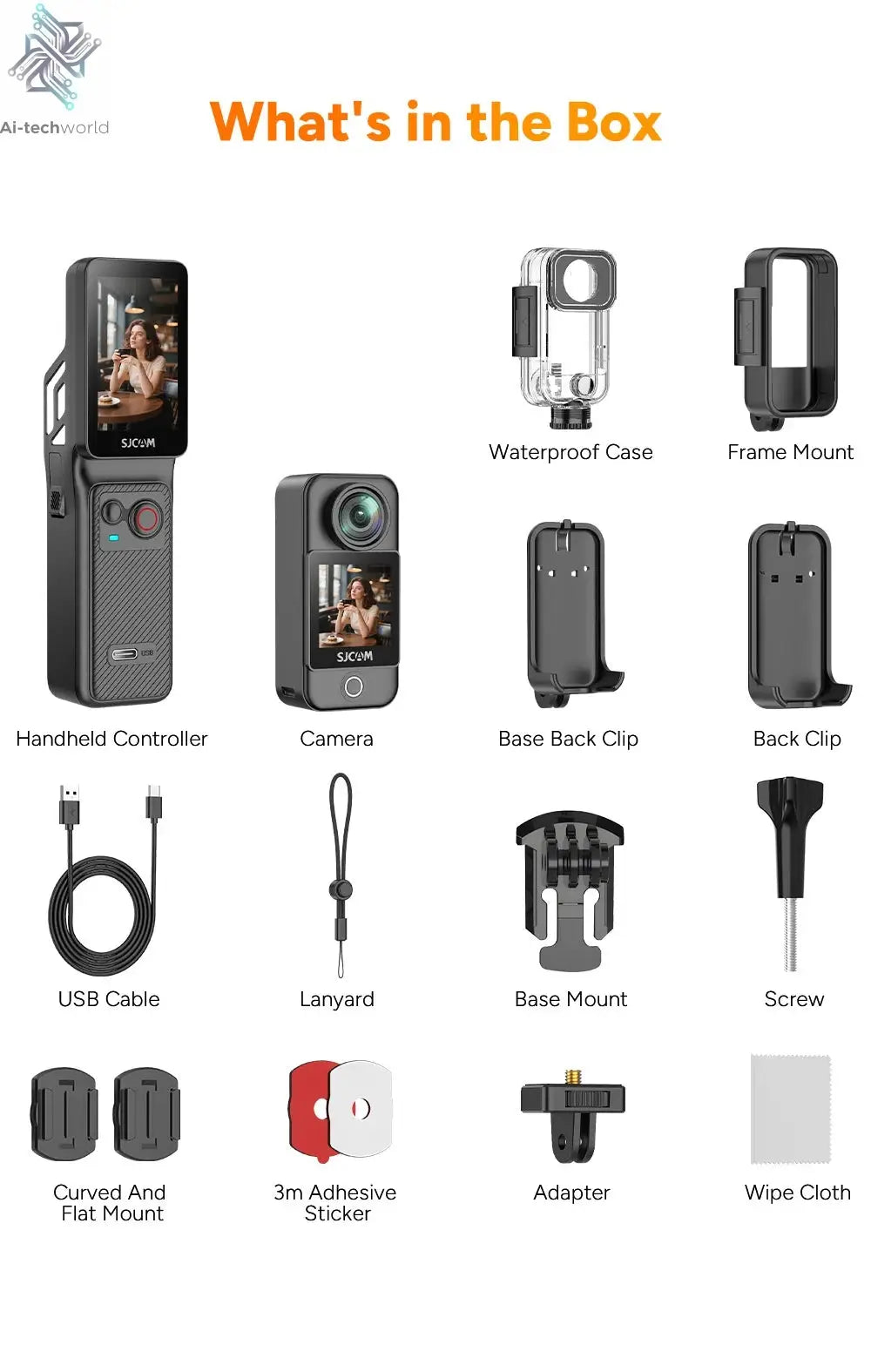 SJCAM C400 Action Camera Handheld Stabilized Night Vision Camera Vlog Outdoor Live Streaming Bike Mount Dashcam Sjcam Camera Ai-TechWorld 