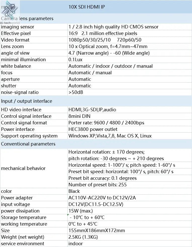 SMTAV 1080P 4K SDI PTZ Camera 10X 20X Zoom HDMI IP Live Streaming Camera Support POE Conference Camera for Church Meeting - Ai - TechWorld