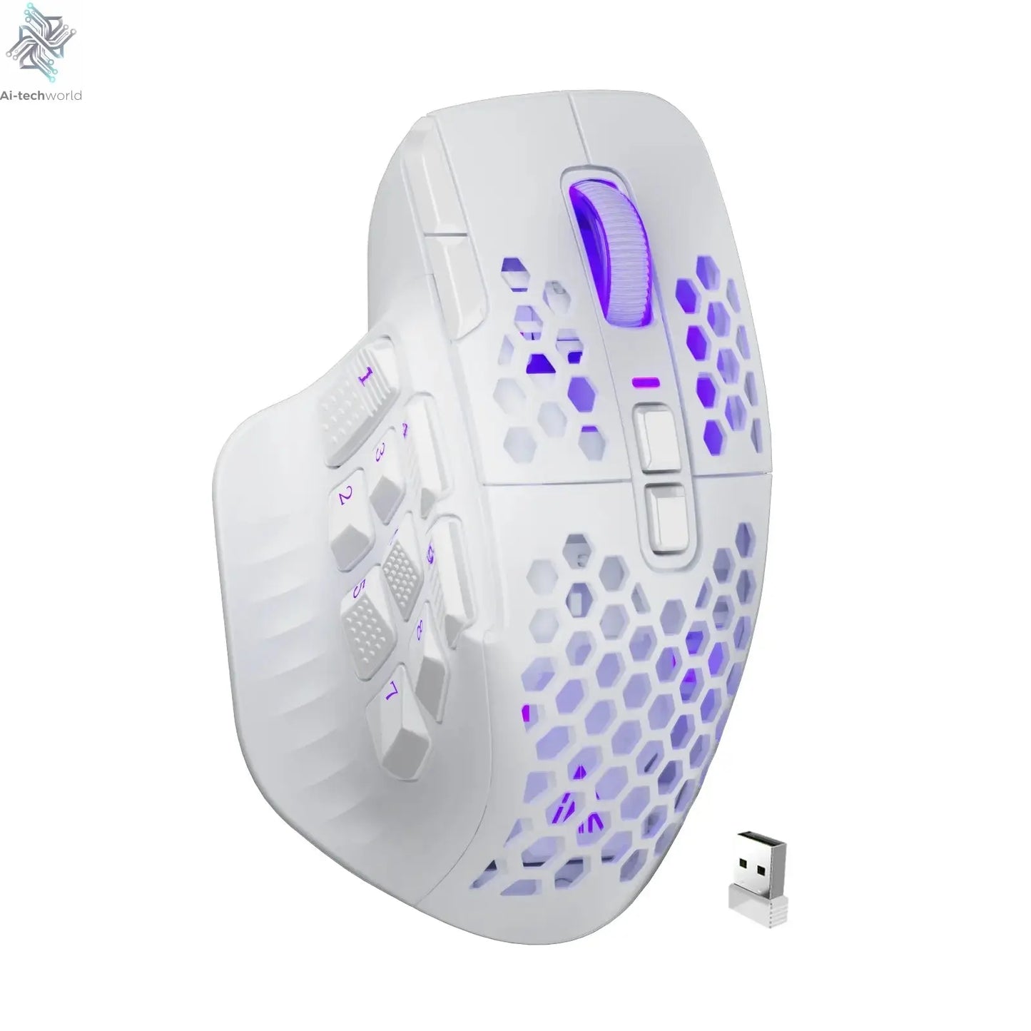 SOLAKAKA SM809 Pro Wireless MMO Gaming Mouse PAW3311 16 Side Buttons 24000 DPI RGB Honeycomb Programmable Macro Wireless mouse Ai-TechWorld 