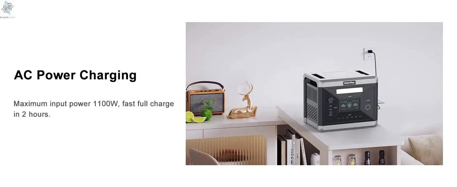 SOLARPLAY Q2501 Portable Power Station 2160WH LiFePO4 Battery with 2400W (4800W Peak) AC Output Solar Generator for Garden Party - Ai-TechWorld