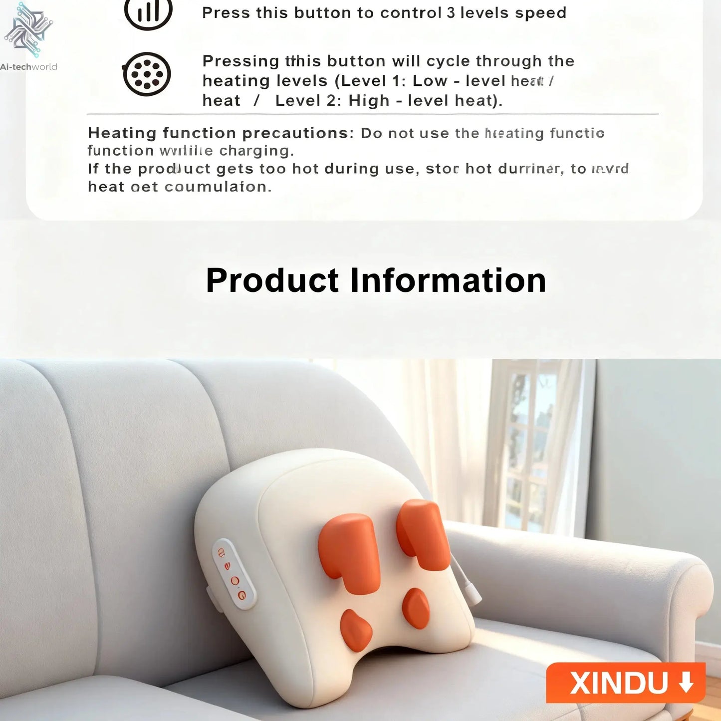 SPA Portable Pillow Massager Lazy Person Leading Shoulder Professional Super Strong Neck Massage Wireless Warm Pillow Type Massa - Ai-TechWorld