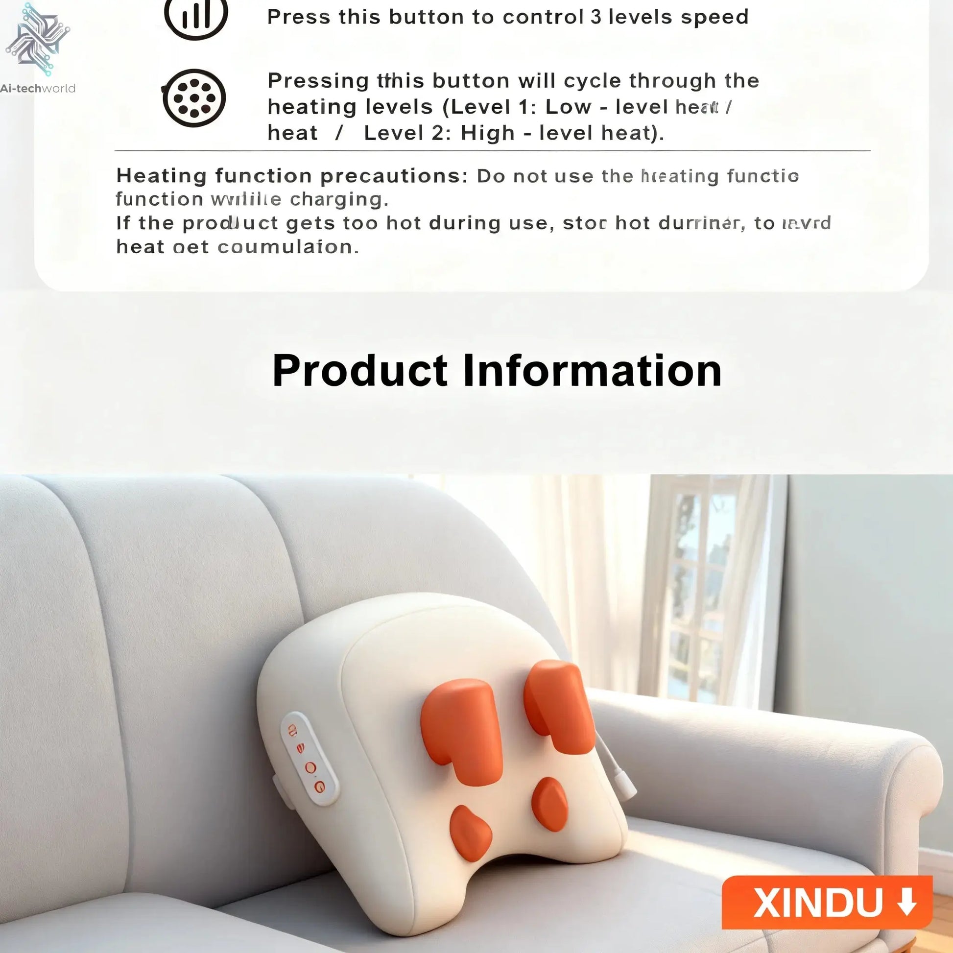 SPA Portable Pillow Massager Lazy Person Leading Shoulder Professional Super Strong Neck Massage Wireless Warm Pillow Type Massa - Ai-TechWorld