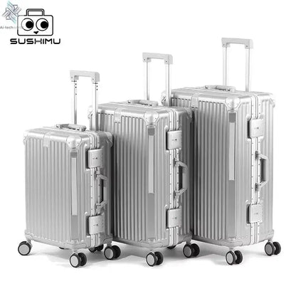 SUSHIMU Suitcase Travel Suitcase Men 20 24 26 Carry-On Luggage Women PC Aluminum Frame Trolley Case TSA password lock Ai-TechWorld 
