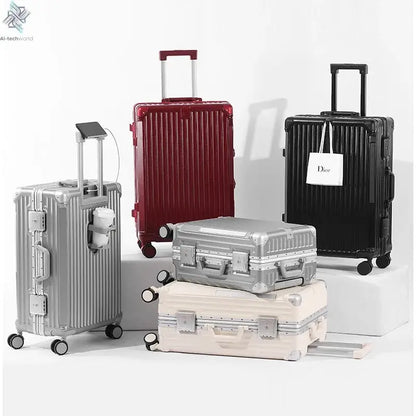 SUSHIMU Suitcase Travel Suitcase Men 20 24 26 Carry-On Luggage Women PC Aluminum Frame Trolley Case TSA password lock Ai-TechWorld 