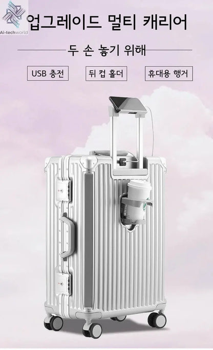 SUSHIMU Suitcase Travel Suitcase Men 20 24 26 Carry-On Luggage Women PC Aluminum Frame Trolley Case TSA password lock Ai-TechWorld 