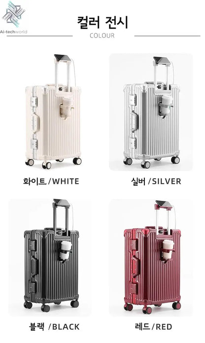 SUSHIMU Suitcase Travel Suitcase Men 20 24 26 Carry-On Luggage Women PC Aluminum Frame Trolley Case TSA password lock Ai-TechWorld 