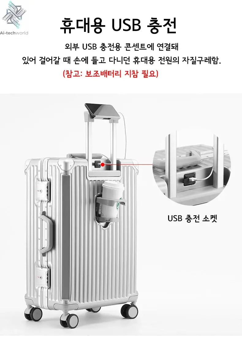 SUSHIMU Suitcase Travel Suitcase Men 20 24 26 Carry-On Luggage Women PC Aluminum Frame Trolley Case TSA password lock Ai-TechWorld 