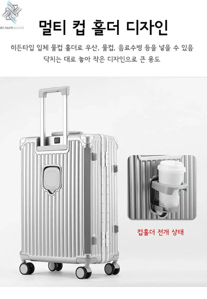 SUSHIMU Suitcase Travel Suitcase Men 20 24 26 Carry-On Luggage Women PC Aluminum Frame Trolley Case TSA password lock Ai-TechWorld 