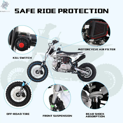SYX MOTO 110cc Dirt Bike Motorcycle for Teens & Adults Automatic Clutch Electric Start 4-Stroke Gas-Powered Off-Road Bike Ai-TechWorld 