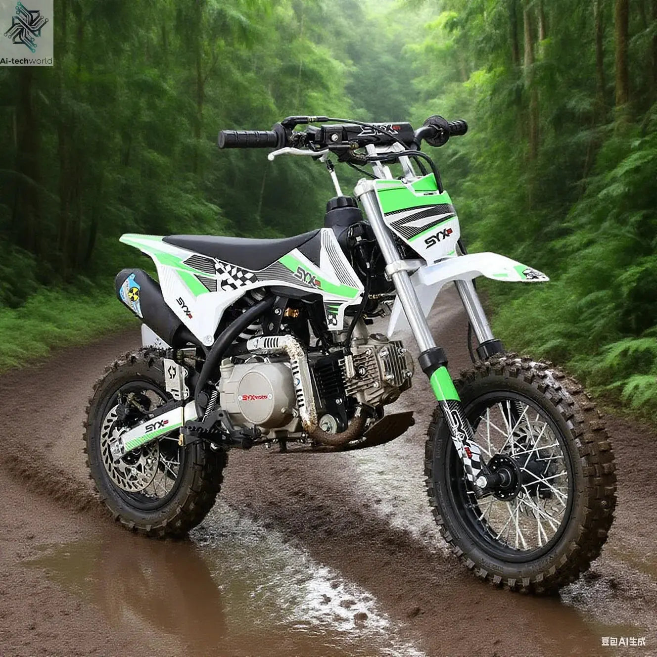 SYX MOTO 110cc Dirt Bike Motorcycle for Teens & Adults Automatic Clutch Electric Start 4-Stroke Gas-Powered Off-Road Bike Ai-TechWorld 