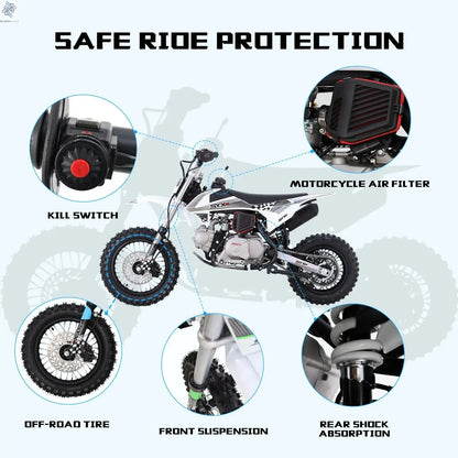 SYX MOTO 110cc Dirt Bike Motorcycle for Teens & Adults Automatic Clutch Electric Start 4-Stroke Gas-Powered Off-Road Bike - Ai-TechWorld