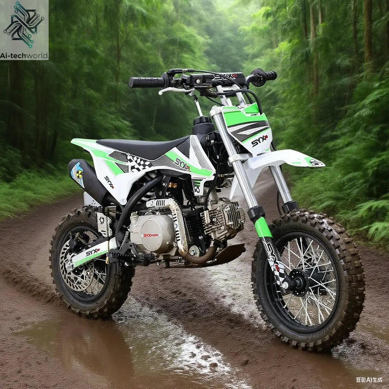 SYX MOTO 110cc Dirt Bike Motorcycle for Teens & Adults Automatic Clutch Electric Start 4-Stroke Gas-Powered Off-Road Bike - Ai-TechWorld