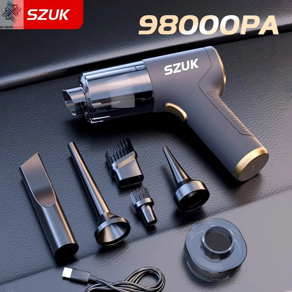 SZUK 98000PA Car Vacuum Cleaner Mini Powerful Cleaning Machine Strong Suction Handheld for Car  Wireless Portable Home Appliance Ai-TechWorld 