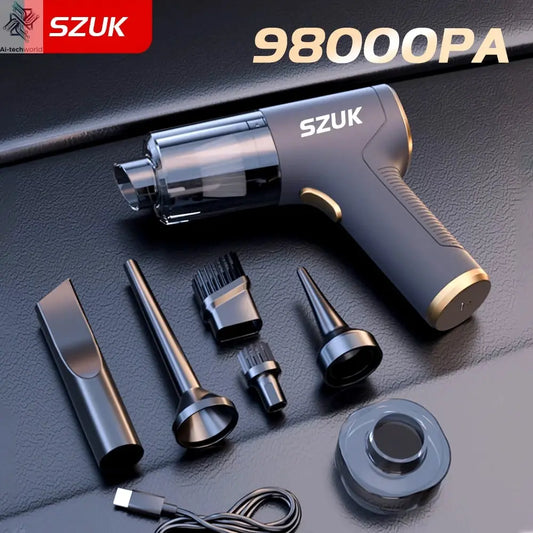 SZUK 98000PA Car Vacuum Cleaner Mini Powerful Cleaning Machine Strong Suction Handheld for Car  Wireless Portable Home Appliance Ai-TechWorld 