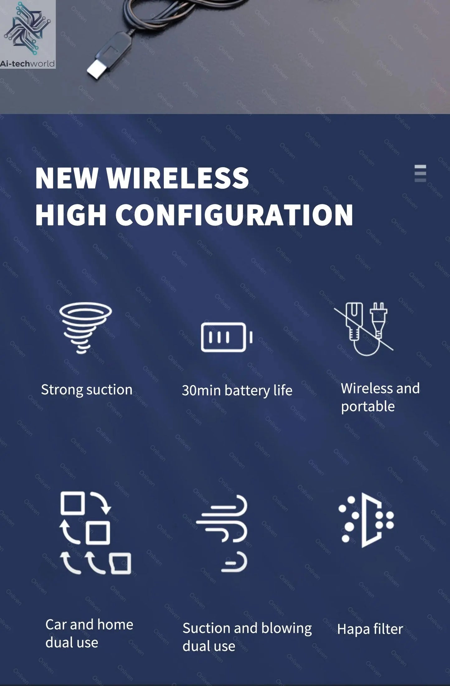 SZUK 98000PA Car Vacuum Cleaner Mini Powerful Cleaning Machine Strong Suction Handheld for Car  Wireless Portable Home Appliance Ai-TechWorld 