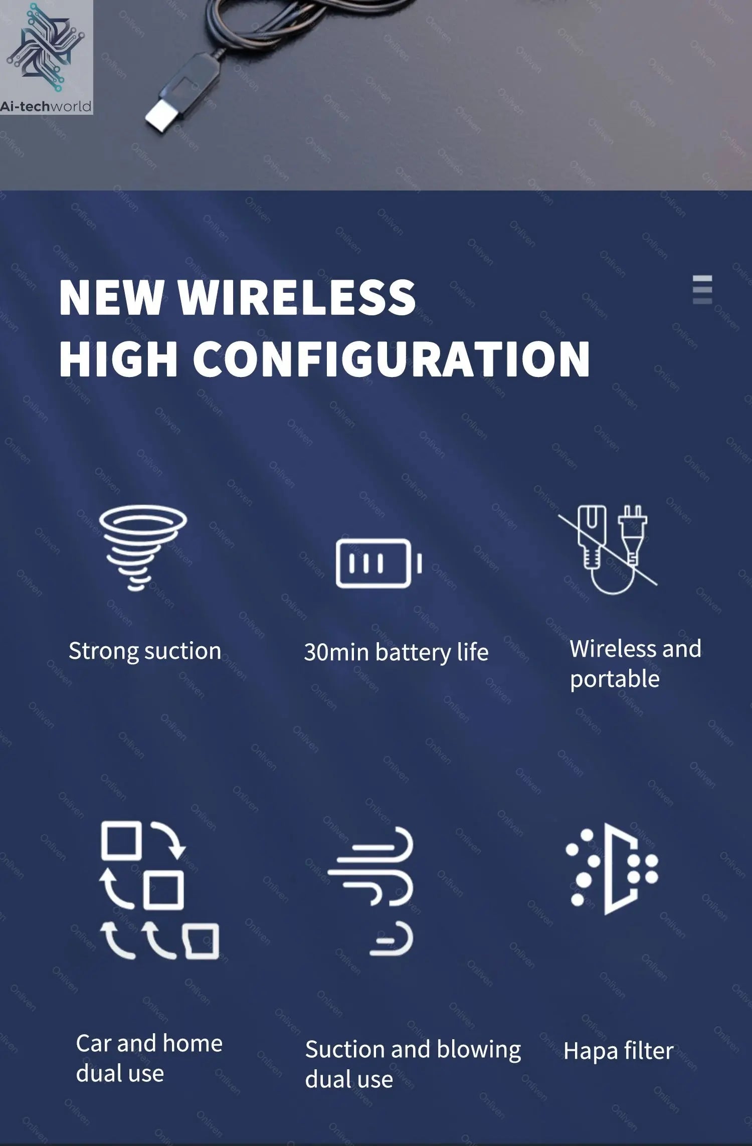 SZUK 98000PA Car Vacuum Cleaner Mini Powerful Cleaning Machine Strong Suction Handheld for Car  Wireless Portable Home Appliance Ai-TechWorld 