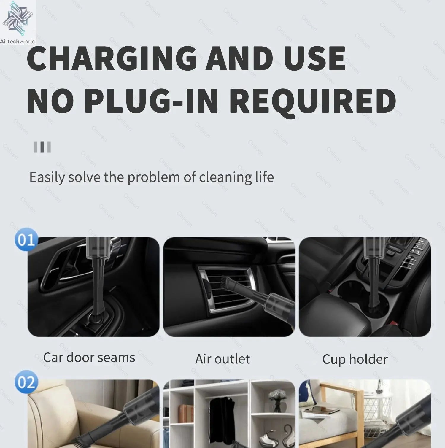 SZUK 98000PA Car Vacuum Cleaner Mini Powerful Cleaning Machine Strong Suction Handheld for Car  Wireless Portable Home Appliance Ai-TechWorld 