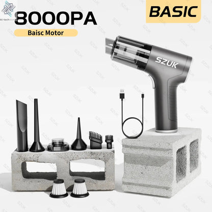 SZUK 98000PA Car Vacuum Cleaner Mini Powerful Cleaning Machine Strong Suction Handheld for Car  Wireless Portable Home Appliance Ai-TechWorld 