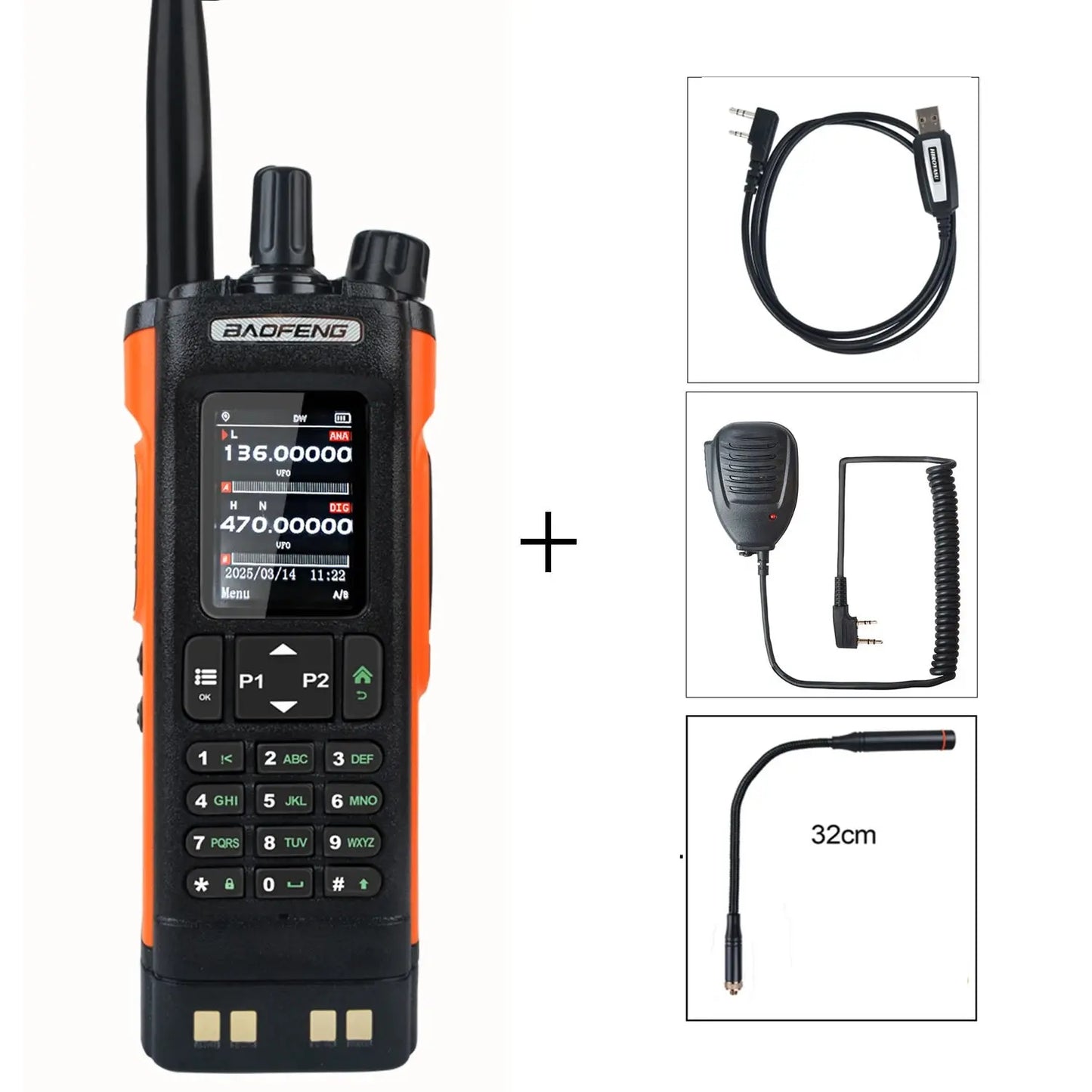 Baofeng DM-32 GPS APRS AES256 Encryption DMR Digital Analog UHF VHF Dual Band 8W Air Band FM Walkie Talkie DM-32UV Ai-TechWorld 