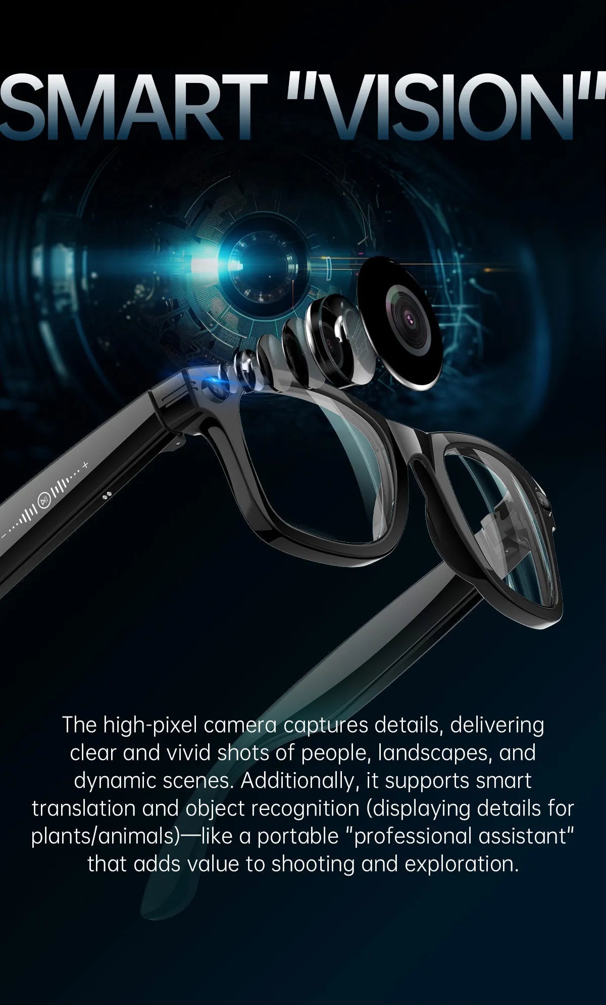 AI Smart Glasses 5 Million Pixels Recording Videos Photo Recognition Answer Translation 290mAh IP66 Waterproof Bluetooth Glasses Ai-TechWorld 