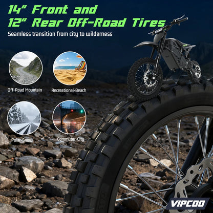 VIPCOO H3 Electric Motorcycle 3500W Motor 48V23AH Battery 63KM/H Max Speed 40-70KM Range Hydraulic Brakes Electric Mountain Bike Ai-TechWorld 