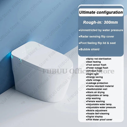 Luxury Smart Toilet Built In Water Tank Toilet Heated Seat Elongated Toilet Blackout Food flush Night Light Built-in Bidet Seat Ai-TechWorld 