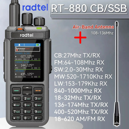 Radtel RT-880 10w Multi Band Ham Radio HF UHF VHF  with AM USB LSB CW CB LW MW SW SSB , 1024 Channels, Cross Band Repeaper Ai-TechWorld 