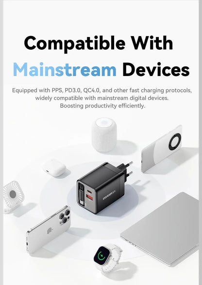 Essager 65W GaN Charger with Retractable Cable PD Fast Charging for Laptop Macbook iPhone 16 15 14 Xiaomi Type-C Phone Charger Ai-TechWorld 