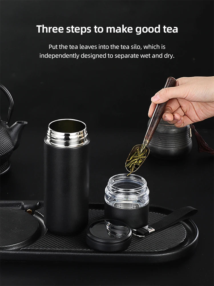 500ml Tea Infuser Vacuum Flask Stainless Steel Insulated Cup with Independent Tea Storage Handle Travel Mug Business Cup Gifts Ai-TechWorld 