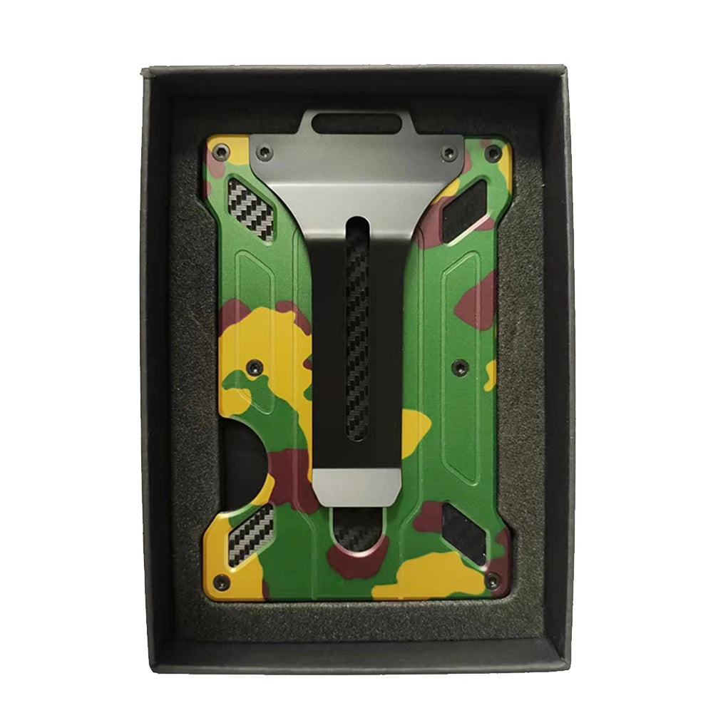 Wallet for Men Slim Aluminum Metal Money Clip with 1 Clear Window ID Badge Holder RFID Blocking Holds Up 15 Cards with Cash Clip Ai-TechWorld 