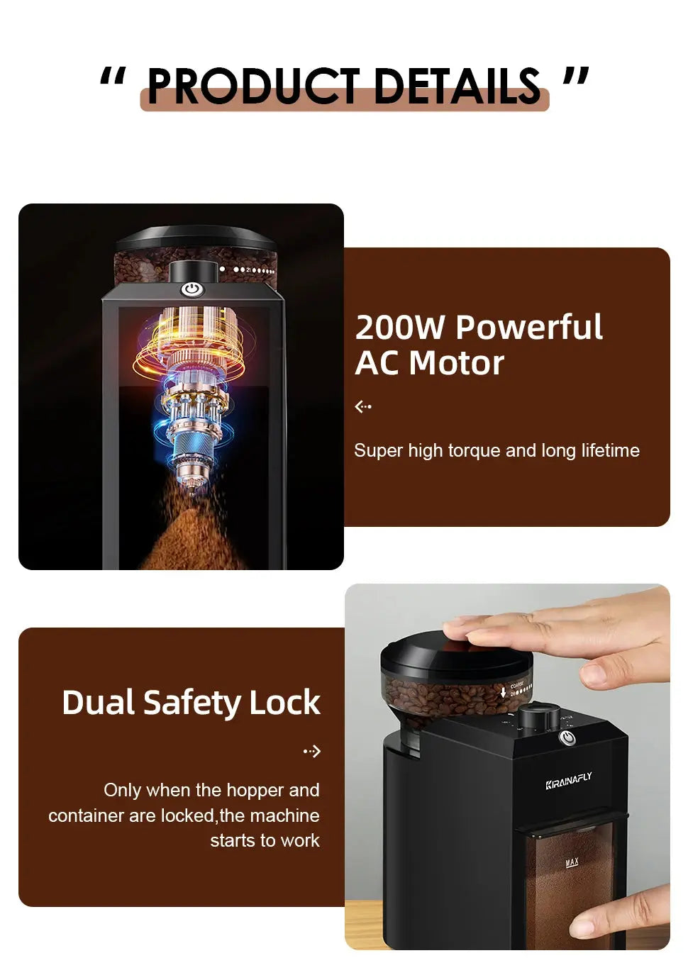 Automatic Burr Mill Coffee Grinder Electric Coffee Bean Grinding With 28 Adjustable Gears for Espresso French Press Drip Coffee Ai-TechWorld 