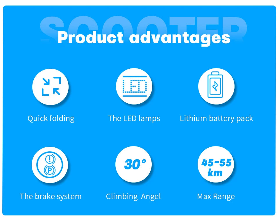 EU USA Warehouse Adult Electric Scooter 48v 13ah 16Ah Escooter Kick Scooter Lightweight Long Range 35-55km Scooters 800w Ai-TechWorld 